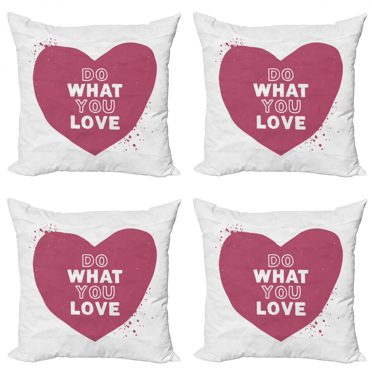 Love What You Do Throw Pillow Cushion Case Pack of 4, Hand Drawn Heart
