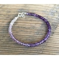 thumbnail image 2 of Amethyst 3-3.5mm Rondelle Shape Faceted Cut Beads 7 inch Adjustable Silver Plated Clasp Bracelet for men, women, unisex. Link Chain Stacking Bracelet.|LINK_00287, 2 of 4
