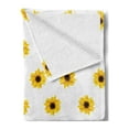 thumbnail image 2 of Sunflower Soft Flannel Fleece Blanket, Sunflower Pattern on a White Background Vibrant Nature Elements Simple Seasonal Art, Cozy Plush for Indoor and Outdoor Use, 60" x 80", Yellow, by Ambesonne, 2 of 5