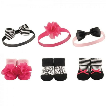 UPC: 0660168581348 | Hudson Baby Infant Girl Headband and Socks Giftset 6pc  Damask  One Size