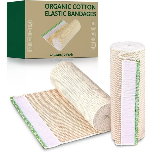 Naltar 2 Pack Cotton Elastic Bandage Ace Wrap with Velcro 6 inch x 15