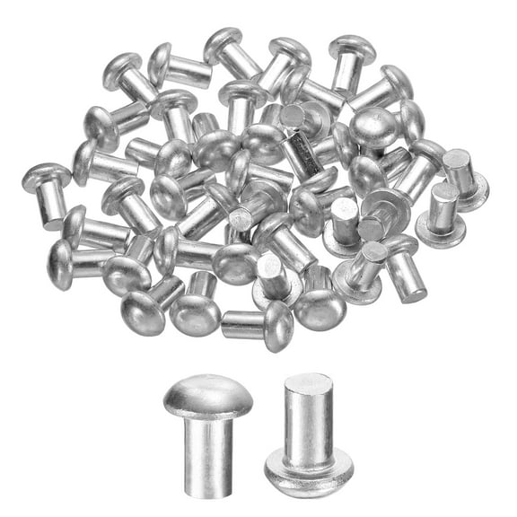 Uxcell 50 Pack Brazier Head Solid Aluminum Rivets, M5 Dia x 8mm Length Round Head Aluminum Boat Rivets for Repairing Boats, Machinery, Aircraft, Automobile Industry