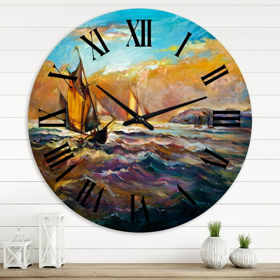 Designart 1 in Quartz Coastal Wall Clock