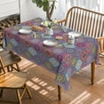 thumbnail image 2 of Bohemia Style Tablecloth 60x84 Inch Rectangular, Pink Vintage Washable Seasonal Table Cover for Party Picnic Dinner Decor, 2 of 6