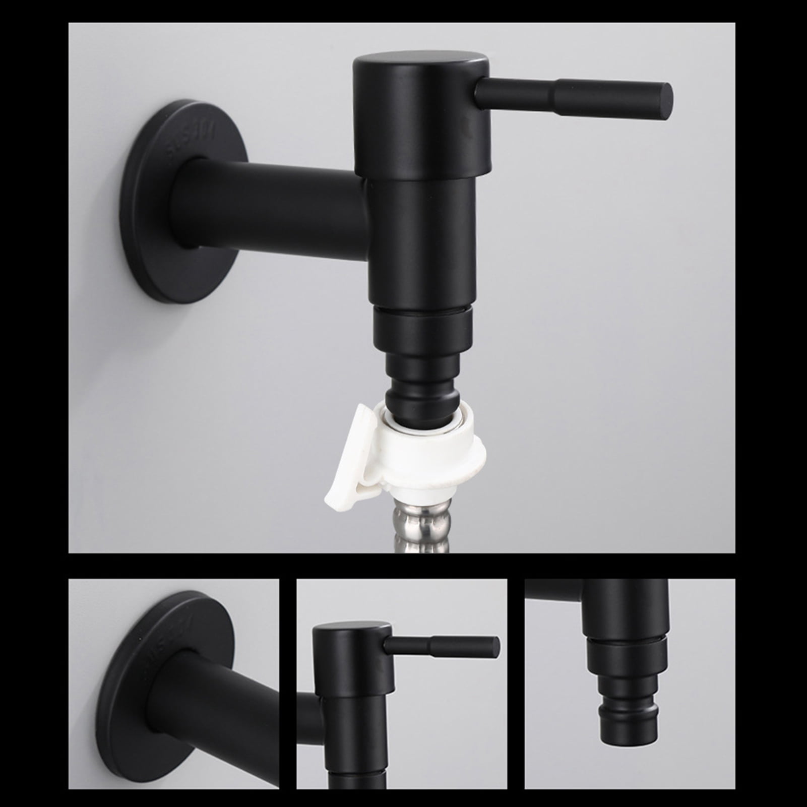 G1/2in Male Thread Black Wash Machine Faucet Single Cold Water Laundry Water Tap 