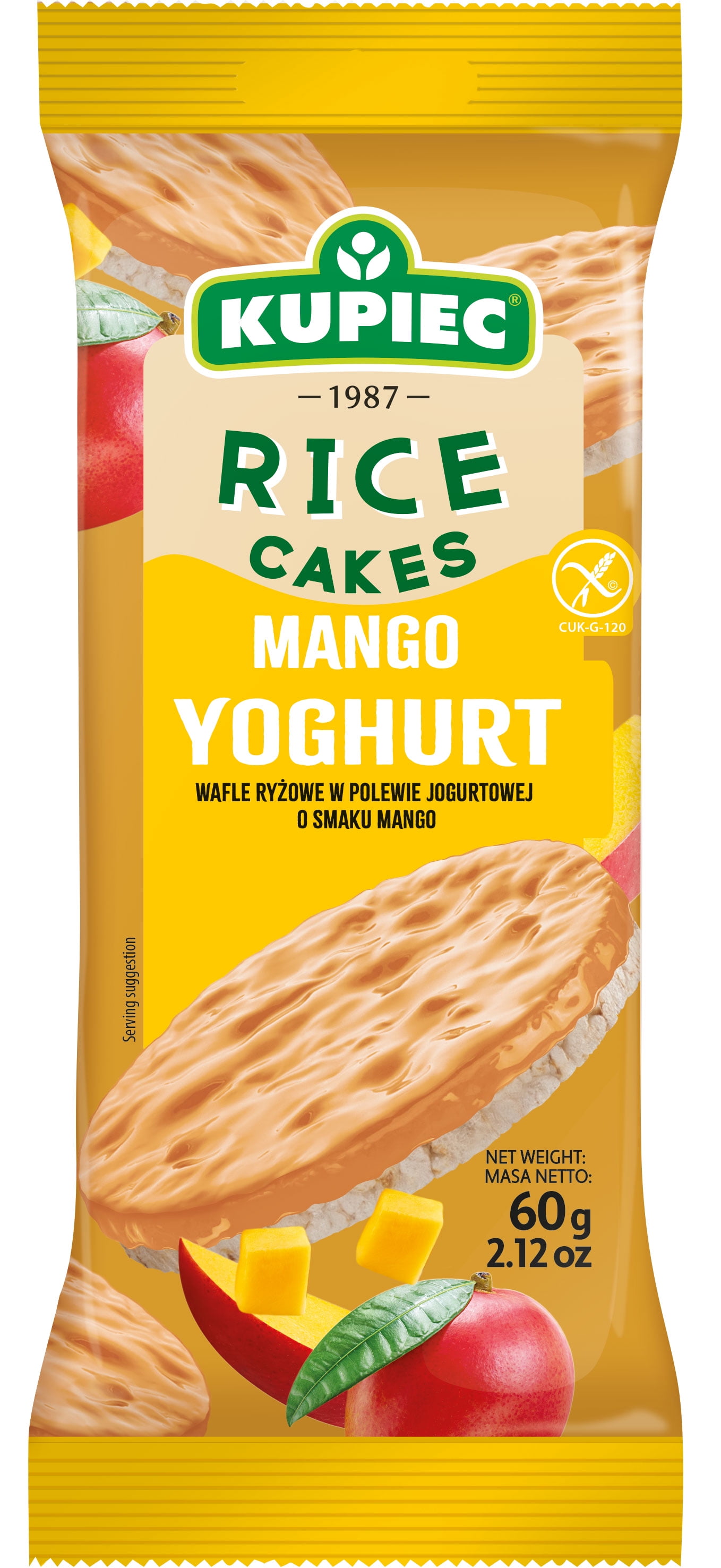 Kupiec Gluten-Free Mango Yoghurt Coated Rice Cakes, 60g, Kupiec MangoYog. Rice Cakes60g
