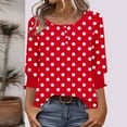 thumbnail image 2 of CHGBMOK Womens Polka Dots 3/4 Sleeve Blouses Button On Crew Neck T Shirts Casual Dressy Tops Going Out Outfit, 2 of 7