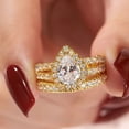 thumbnail image 4 of Wuziwen 4 Carat Pear Cut Wedding Sets Engagement Ring for Women Yellow Gold Plated CZ Size 7, 4 of 7