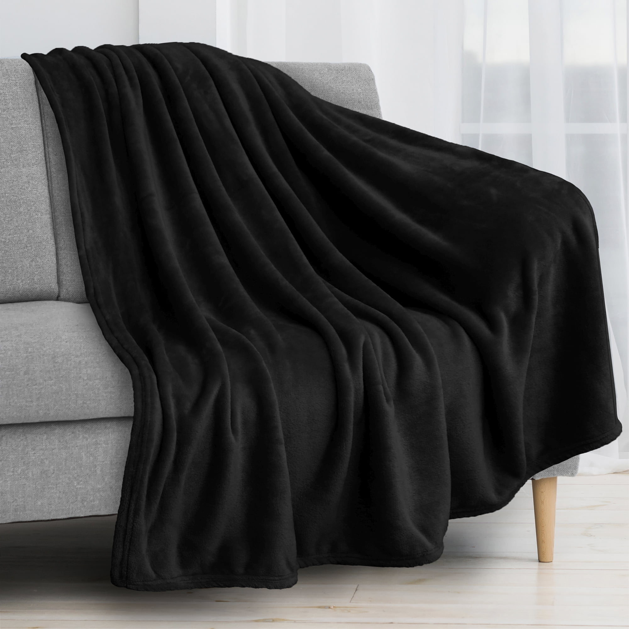 50 x 60 Inches Super Soft Microfiber Plush Blanket Throw RECYCO Flannel Fleece Throw Blanket for Couch Dark Grey Fuzzy Cozy Luxury Blanket for All Seasons