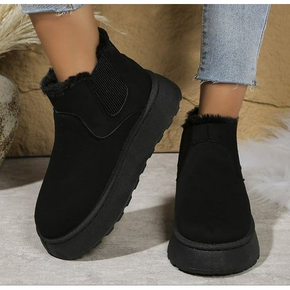 KAQ Women's Classic Seude Chelsea Snow Boots - Lightweight, Anti - Slip & Platform Design for Winter