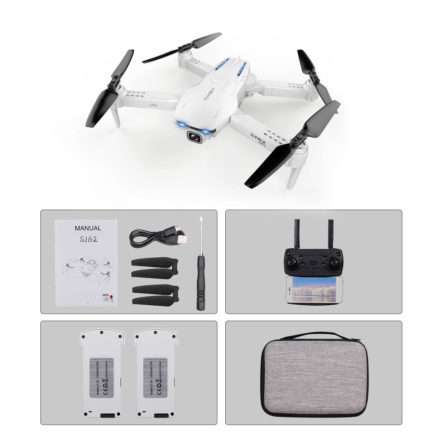 GoolRC S162 RC with Camera GPS Adjustable Wide Angle 4K WIFI Gesture Photo Video MV FPV RC Quadcopter Follow Me Drone for Adults 2 Battery Walmart.com