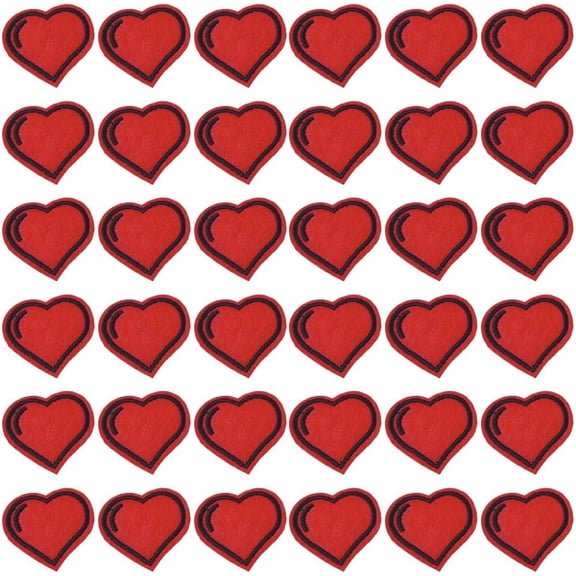 100 pc Computerized Embroidery Cloth Iron On Patches Costume Accessories Appliques Heart Red 34x37x1mm