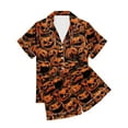 thumbnail image 5 of Feancey Halloween Pajama 2 Piece Sets for Women Cute Ghost Print Sleepwear Short Sleeve Button Down Shirts and Shorts Loungewear Set Multicolor L, 5 of 6