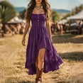 thumbnail image 3 of Iyufng Womens Solid Color Ruffled Spaghetti Straps Dresses Sleeveless Fitted Pleated Casual Dress, 3 of 6