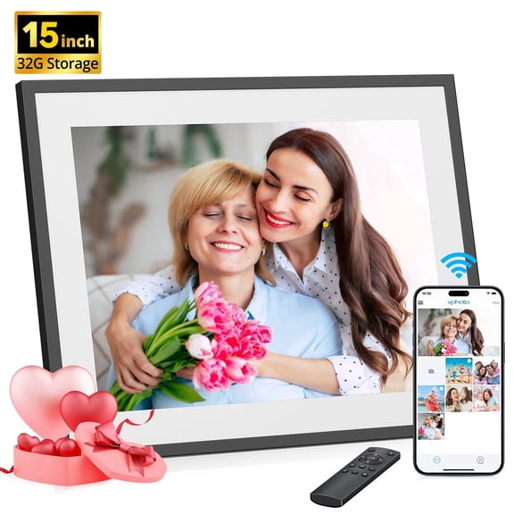 Dragon Touch 15.6'' Digital Picture Frame with 32GB Storage and FHD 1080P Touch Screen, Auto-Rotate, Share Photos/Videos Instantly via Free App, Best Gifts for Mom