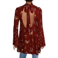 thumbnail image 2 of Free People Womens Floral Print Open Back Blouse Red XS, 2 of 2