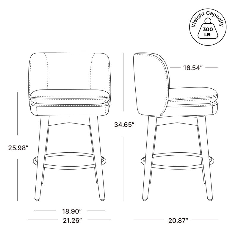 Spruce & Spring Swivel Upholstered Counter Stools Set of 2 Indoor Fabric Stools