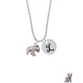 thumbnail image 2 of Delight Jewelry Silvertone Panda with Baby Silvertone Script Initial Disc - L - Charm Necklace, 20"+3", 2 of 4