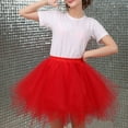 thumbnail image 3 of Skymirror Women Tutu Skirt A-line Big Swing Scattered Hem Solid Color Multi-layered Candy Color High Elastic Waist Fluffy Gauze Dancing Performance Short Pleated Skirt, 3 of 8