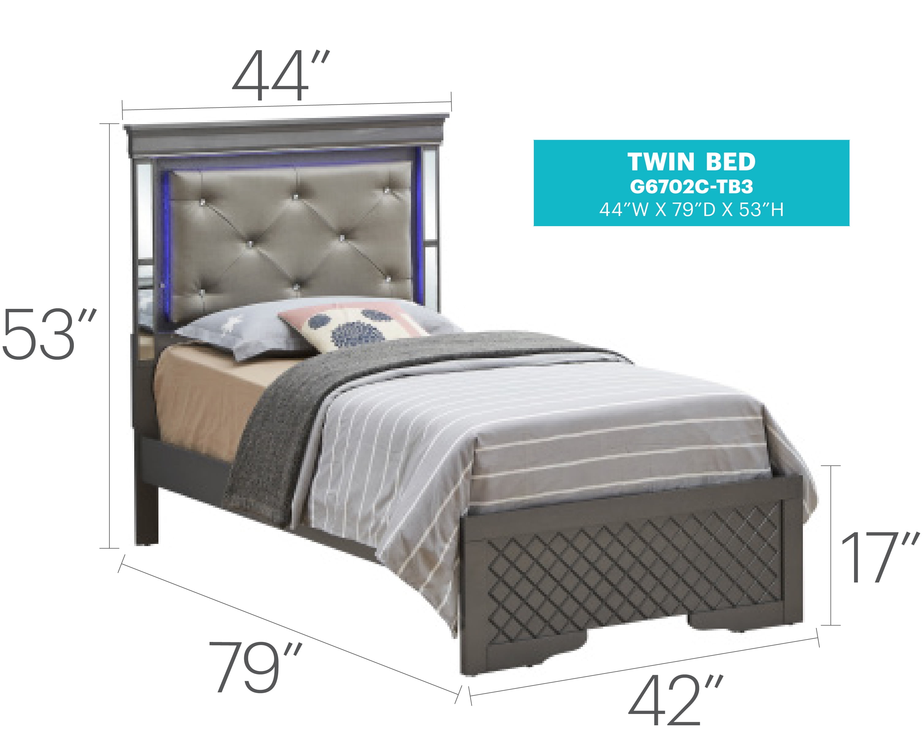 Glory Furniture Verona Twin Bed in Metalic Black Color