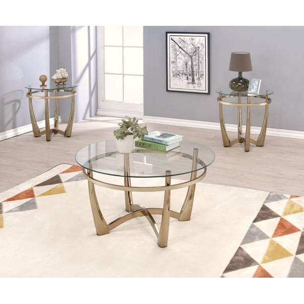 Attractive Coffee Table Gold Clear Glass Walmart Com Walmart Com