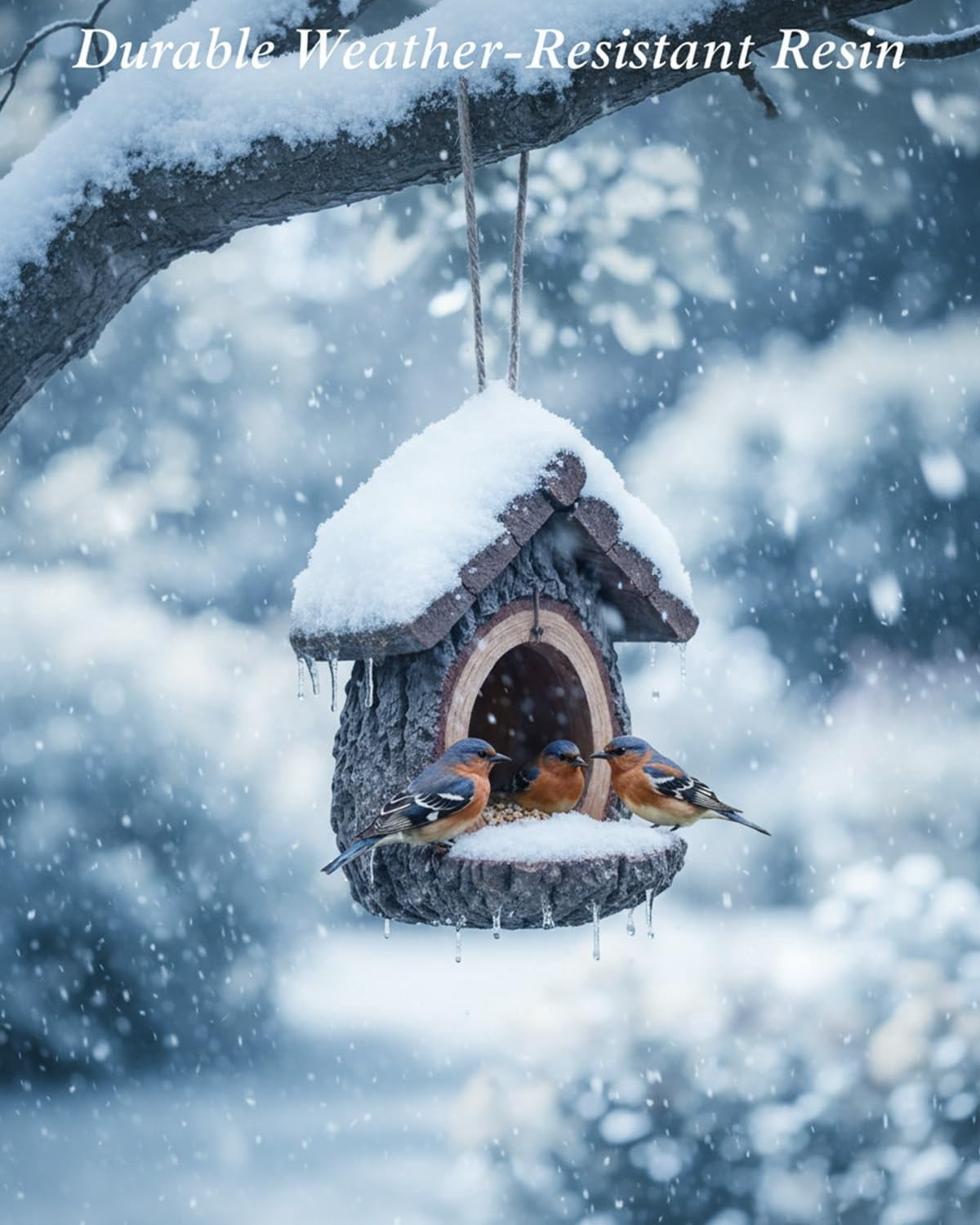 Vintage Treehouse Shape Bird Feeder, Bird Feeders for Outdoors, Waterproof Resin Tree-Mounted Sculpture, HummingbirdViewing Feeding (1PC