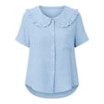 thumbnail image 4 of SAFUNY Women's Button Down Shirt Button Closure Short Sleeve Casual High Quality Material For Lasting Wear Light Blue L, 4 of 6