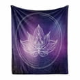 thumbnail image 1 of Galaxy Mandala Soft Flannel Fleece Throw Blanket, Boho Style Lotus Flower Illustration on Space Background, Cozy Plush for Indoor and Outdoor Use, 50" x 70", Dark Purple Violet, by Ambesonne, 1 of 6
