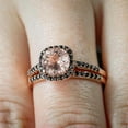 thumbnail image 4 of 1.50 Carat Peach Pink Morganite and Black Diamond Engagement Bridal Wedding Ring Set 10k Rose Gold, 4 of 5