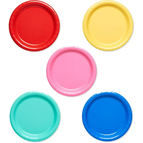 50-Count 7 in. x 7 in. Rainbow Paper Dessert Plates