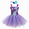 thumbnail image 1 of gdxvjhbj Robe pour Tout-Petit Fille Robe Fille Contraste en Maille Manches Courtes Bouffantes Ligne A Robe Décontractée de Fête 3T 4T (Violet, 3-4 Ans), 1 of 4