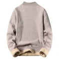 thumbnail image 4 of DHFJKG Mens Fuzzy Lining Crewneck Sweater Thermal Solid Color Long Sleeve Knitted Base Pullover For Cold Weather Warm Comfort Jumper Tops, 4 of 4