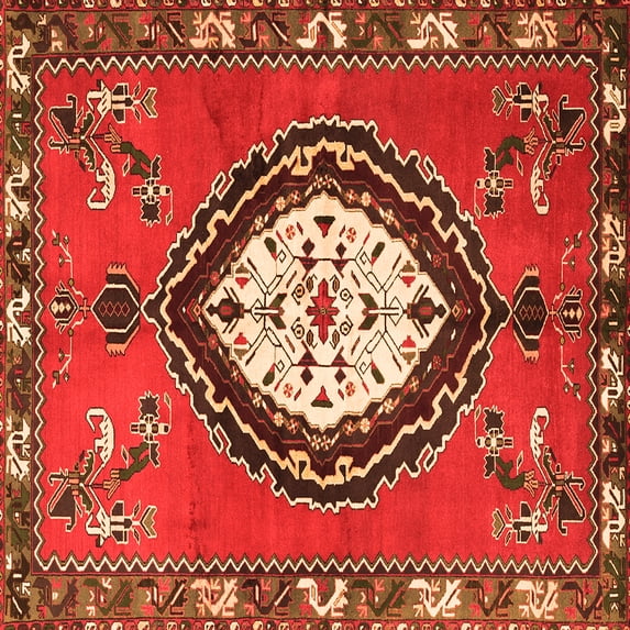 Ahgly Company Indoor Square Medallion Orange Traditional Area Rugs, 3' Square