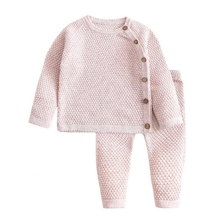 

Toddler Baby Girls Boys Twist Knit Sweater Shirt Top and Pants Cotton Warm Clothes Winter