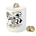 thumbnail image 3 of Tattoo Piggy Bank, Head of Magnificent Rare White Albino Tiger with Ocean Blue Eyes Image, Ceramic Coin Bank Money Box for Cash Saving, 3.6" X 3.2", White Black and Blue, by Ambesonne, 3 of 4