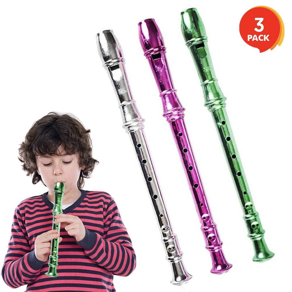 ArtCreativity 13 Inch Metallic Flutes Set of 3 Plastic Musical