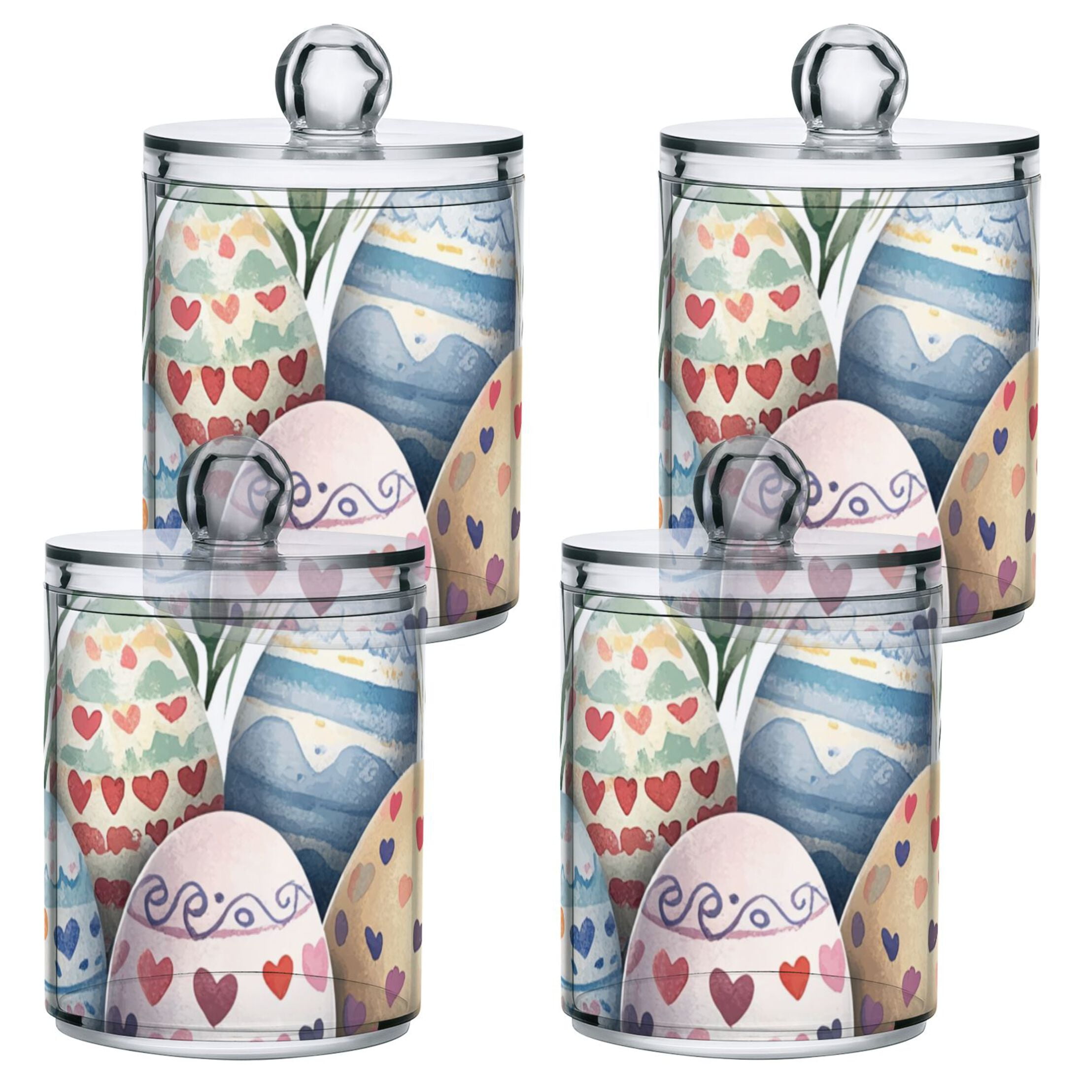 Ckdifva Easter Eggs Hearts Storage Jar with Lid Acrylic Organization Storage Containers Set of 4