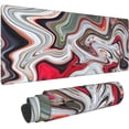 thumbnail image 1 of Marble Ink Mouse Pad 31.5 x 11.8 Inch XL Extended Large Keyboard NonSlip Rubber Base with Stitched Edges, Red and White Grey Marble Pattern for Home Office Gaming, 1 of 6