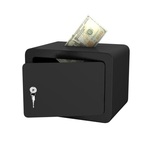black Secure Safe With Key And Password Money Home Safe, 0.23 Cubic Feet Small Safe