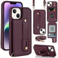 thumbnail image 4 of Mobile Phone Case Compatible For Iphone14 S23 A54 Leather Case With Wristband Kickstand Card Holder Strap, 4 of 9