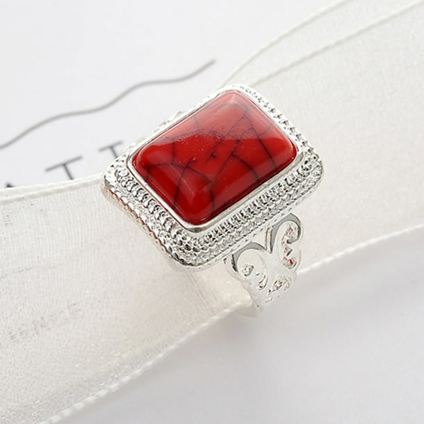 Anillos para mujer, regalos para mujer, verde, rojo, turquesa, tallado geométrico, joyería para hombres y mujeres, anillo de joyería.