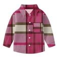 thumbnail image 4 of Eltusu Girls Plaid Shirts, Comfy Casual Long Sleeve Lapel Collar Button-Down Shirts Hot Pink Size 7-8 T, 4 of 5
