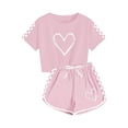 thumbnail image 6 of Eltusu Girls Outfit Sets, Summer Short Sleeve Elastic Waistband T-Shirts & Shorts Sets Pink Size 5-14 T, 6 of 7