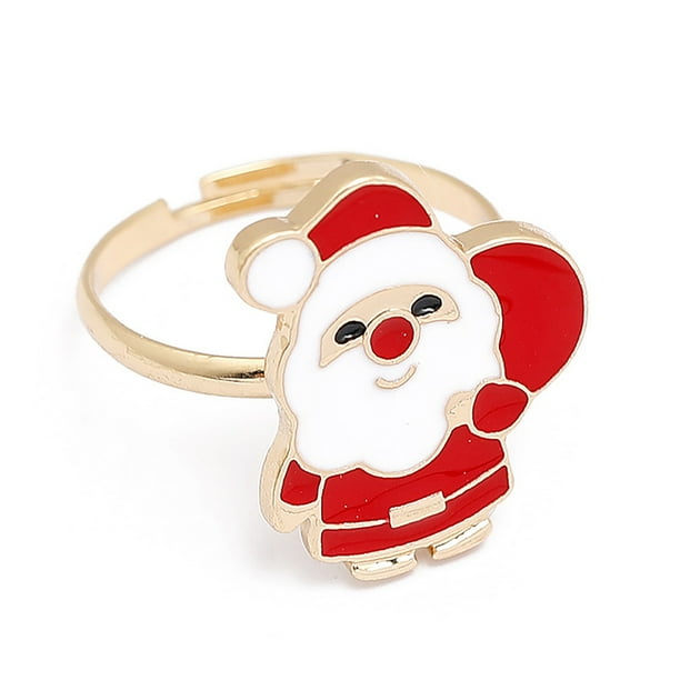 Anillo abierto de aceite de gota de aleación de árbol de Navidad de alce de muñeco de nieve de dibujos animados de Navidad Wmkox8yii fajkfhkj3056
