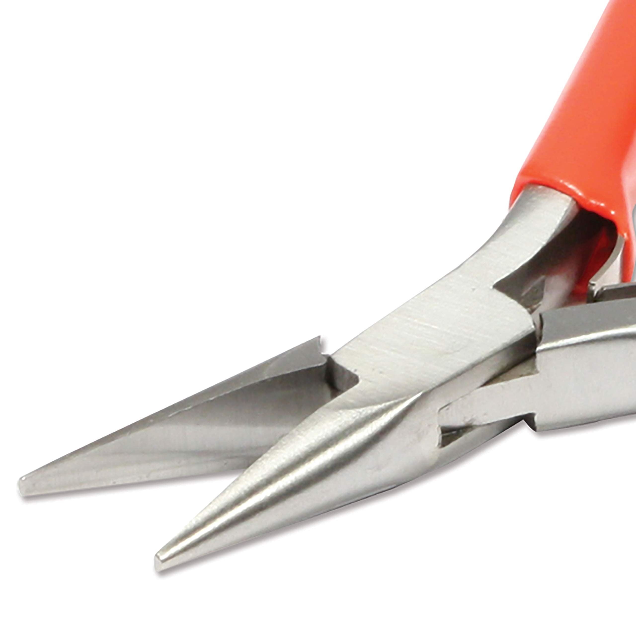 The Beadsmith Platinum Series German Chain Nose Pliers, 4.75 inches (120mm) with Polished Steel Head, red PVC Comfort Grip Handle with Double-Leaf Spring, Tool for Jewelry Making