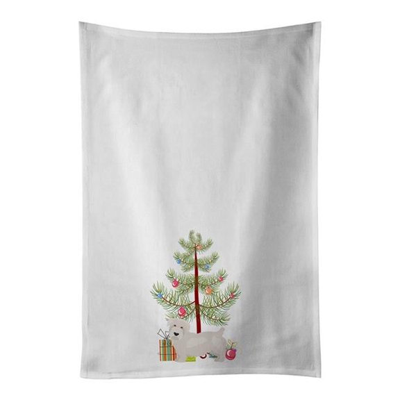 Carolines Treasures CK3457WTKT 28 x 19 in. Unisex Glen of Imal Christmas Tree White Dish Towels Kitchen Towel - Set of 2