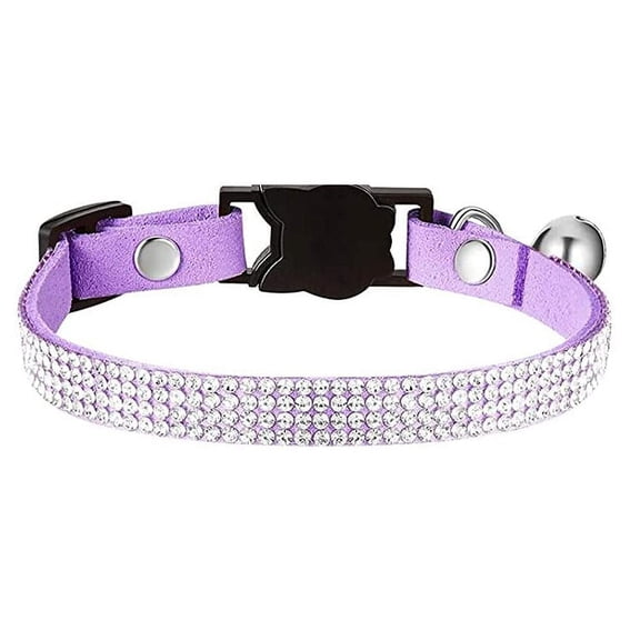 Mumup Rhinestones Dog Cat Collars with Bell Bling Pet Puppy Collars with Soft Velvet Crystal Collars Girl Jeweled Necklace