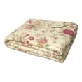thumbnail image 2 of Global Trends Antique Rose Traditional Floral and Stripe 100% Cotton Throw Quilt, Reversible, 60" x 50", 2 of 7