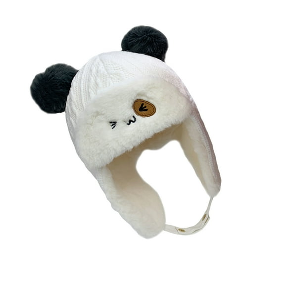 OFFIGAM Kids Winter Earflap Hat Cotton SkinFriendly White for Boys and Girls Outdoor Activities 03 Years