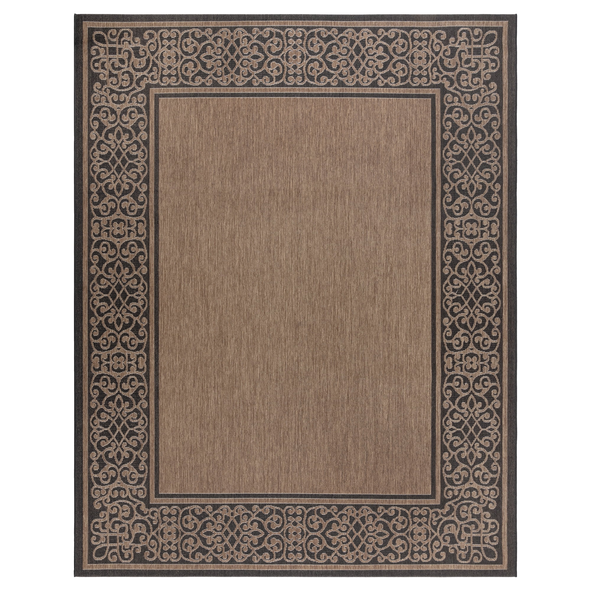 Gertmenian Paseo Tedo Transitional Damask Havana/Black Outdoor Area Rug, 6x9